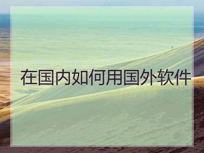 在国内如何用国外软件