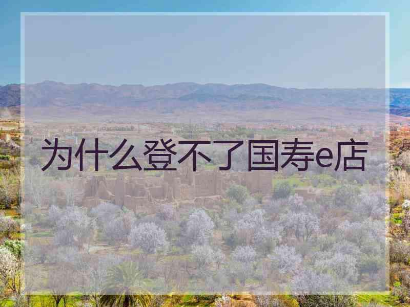 为什么登不了国寿e店